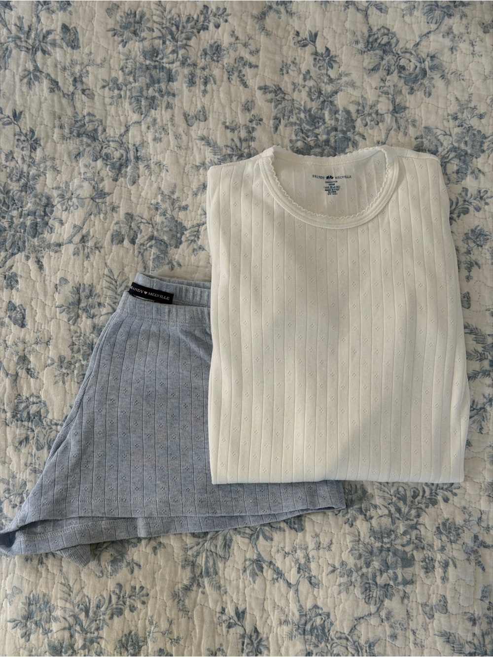 NWOT Brandy Melville Pointelle Pajama Set 100% Cotton